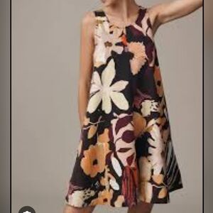 Maeve by Anthropologie Keiko Mini Dress Black Tropical-floral Print Size M
